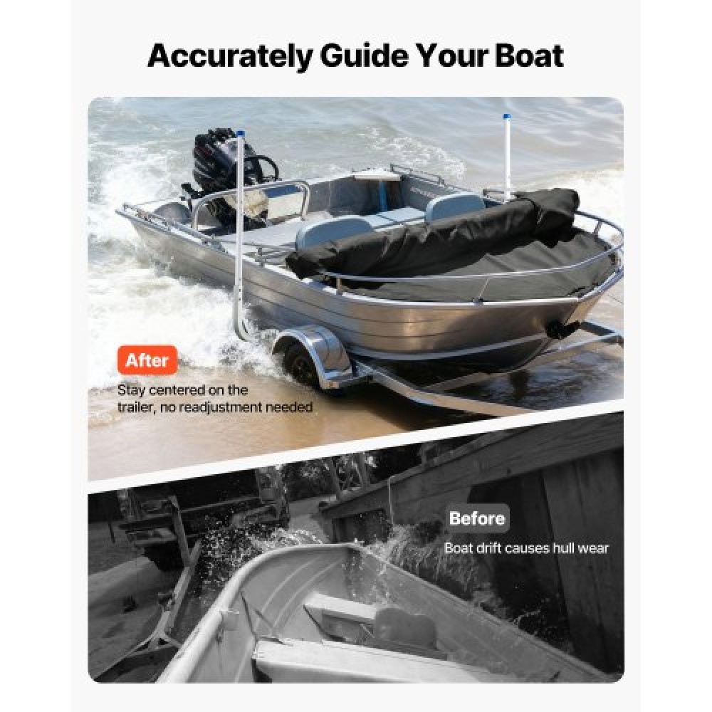 VEVOR Boat Trailer Guides, 775 mm/1205 mm Height Guide Poles, 2PCS High-Hardness Steel Trailer Guide-Ons, Adjustable Guide Poles with PVC Pipes, for Ski Boats, Compact Fishing Boats, Small Sailboat