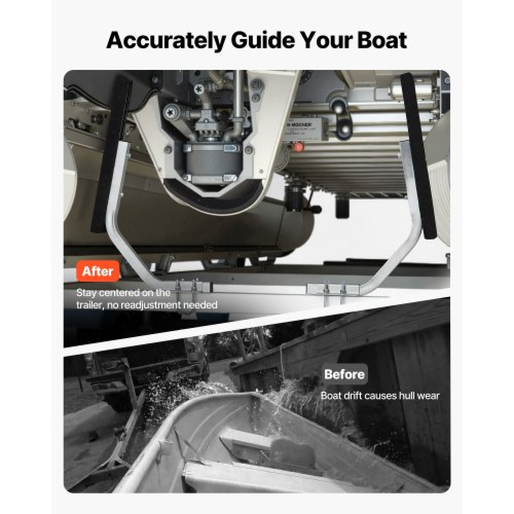 VEVOR Boat Trailer Guides, 30 mm Adjustable Width Trailers Guide, 2PCS High-Hardness Steel Trailer Guide-Ons with Thick Support Pads, Fits L-Beam, Box or C-Channel Bunk-Style Pontoon Trailers