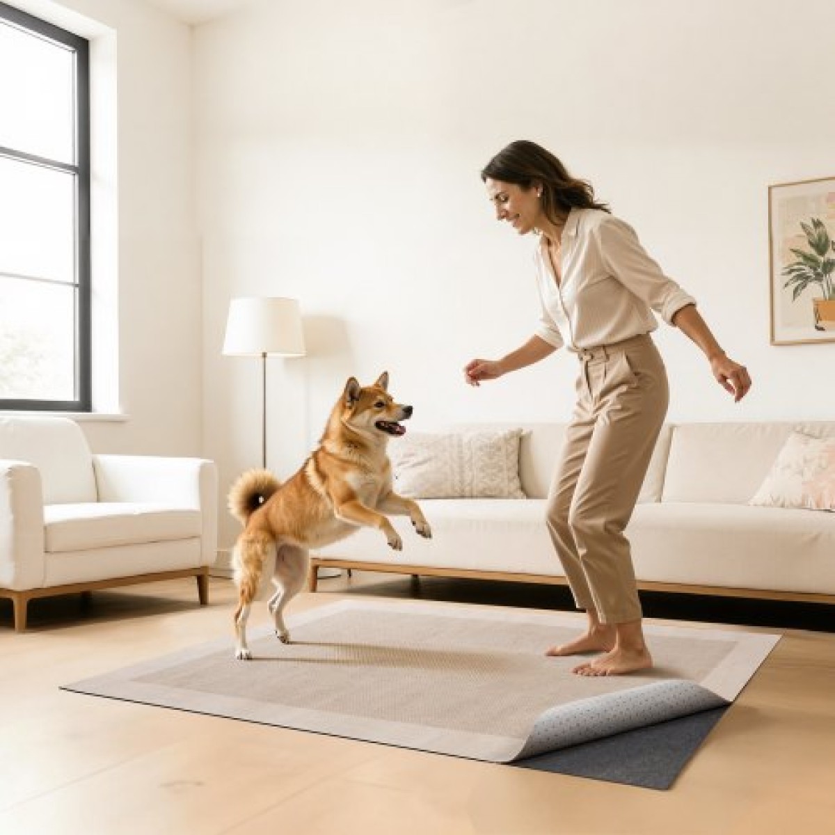 VEVOR Rug Pad 2,44 x 3,05 m, Αντιολισθητικό μαξιλαράκι περιοχής χαλιού, επένδυση χαλιού με μαξιλάρι από τσόχα διπλής επιφάνειας & λαστιχένια λαβή, προστασία δαπέδου από σκληρό ξύλο για όλα τα δάπεδα, φινιρίσματα, κρατά τα χαλιά στη θέση τους