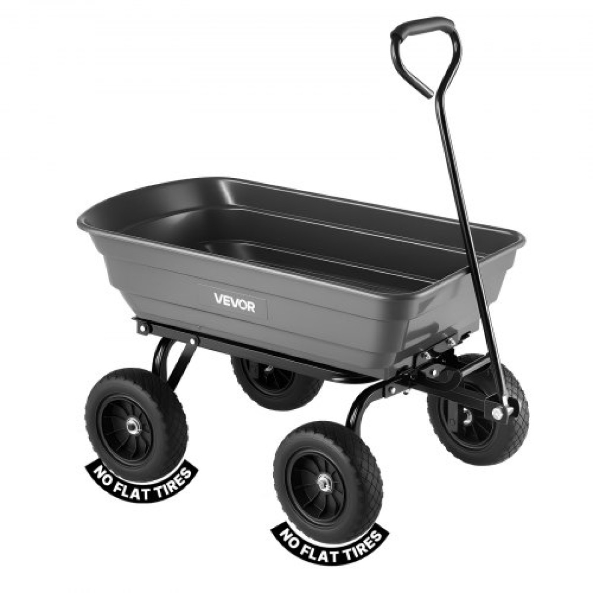 VEVOR Garden Dump Cart, 272 kg Poly Dump Cart, Garden Carts Dumps Wagon με μηχανισμό Quick-Dumps 90°, περιστρεφόμενους τροχούς 180°, εύκαμπτα περιστρεφόμενα ρουλεμάν 270°, Yard Wagon για φυτά, έδαφος, καλλιέργειες