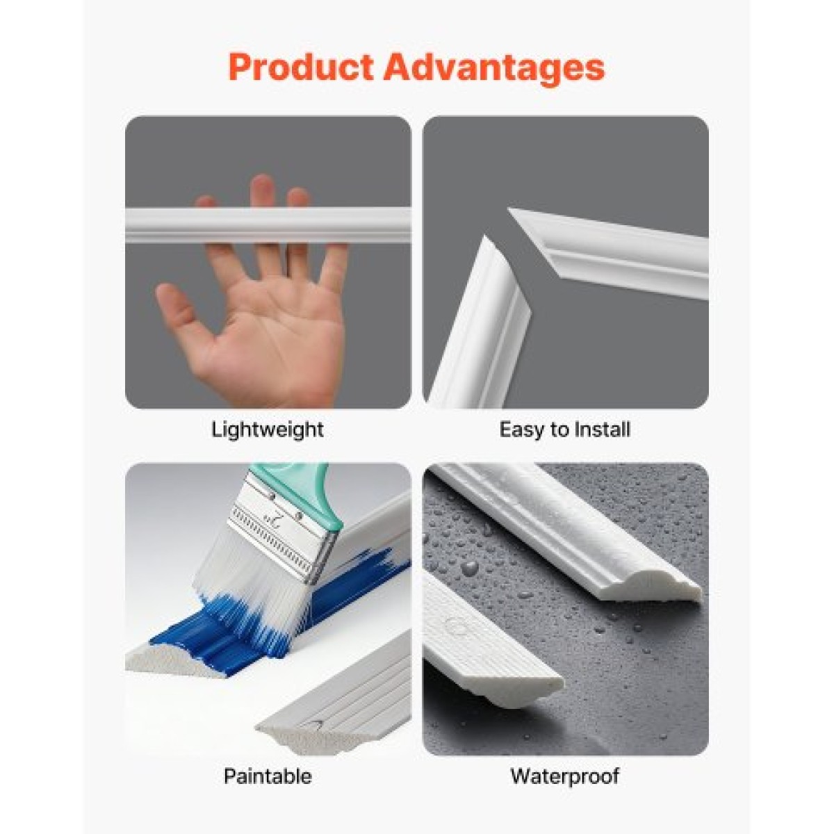 VEVOR Molding Wall Pack 3, Κιτ πάνελ με σκοτάδι, Ελαφρύ βαμμένο πολυστυρένιο, Εύκολη εγκατάσταση Έντονη επένδυση τοίχου για εσωτερική διακόσμηση Σαλόνι, Υπνοδωμάτιο, Σπίτι, Λευκό (79x160 + 79x61 cm)