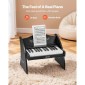 Πληκτρολόγιο VEVOR Kids Piano, Ξύλινο ψηφιακό πιάνο 25 πλήκτρων για παιδιά, Μίνι μουσικό εκπαιδευτικό όργανο παιχνίδι με ρεαλιστικό ήχο, διπλή ισχύς, ρυθμιζόμενη ένταση για νήπια, αγόρια κορίτσια εκμάθηση, μαύρο