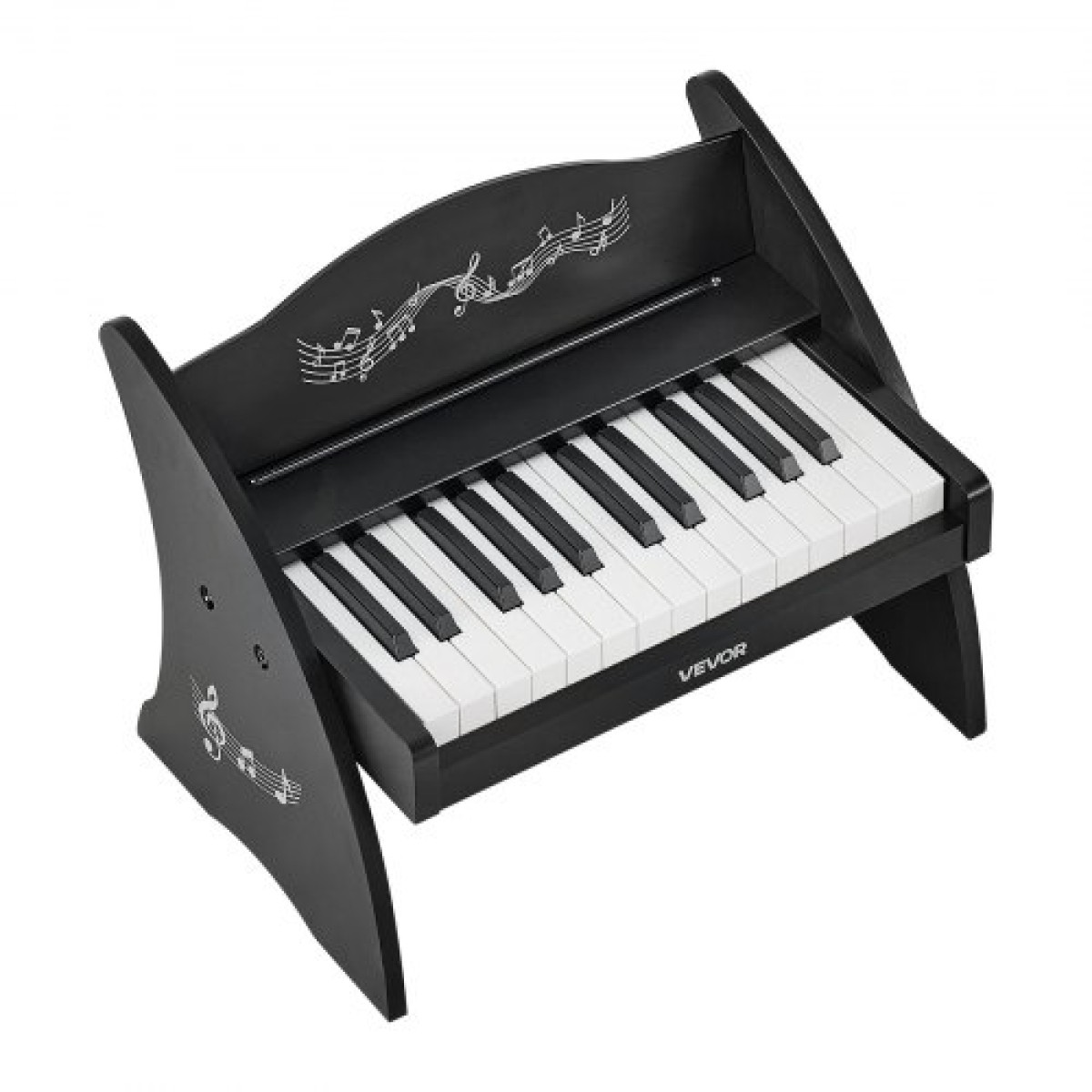 Πληκτρολόγιο VEVOR Kids Piano, Ξύλινο ψηφιακό πιάνο 25 πλήκτρων για παιδιά, Μίνι μουσικό εκπαιδευτικό όργανο παιχνίδι με ρεαλιστικό ήχο, διπλή ισχύς, ρυθμιζόμενη ένταση για νήπια, αγόρια κορίτσια εκμάθηση, μαύρο