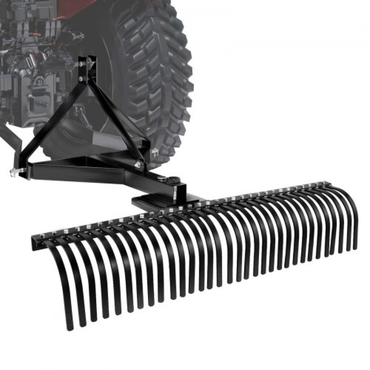 VEVOR Tow Behind Dethatcher, 1525mm Tow Dethatcher, 1525mm Tow Dethatcher with 32 Steel Tines, 3-Point Lawn Dethatcher Rake with Attachments for Tractor, Landscape Rake for Garden, Farm, Grass
