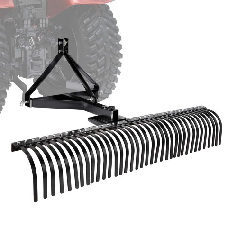 VEVOR Tow Behind Dethatcher, 183 cm Tow Dethatcher, 183 cm Tow Dethatcher with 36 Steel Tines, 3-Point Lawn Dethatchers Rake with Attachments for Tractor, Landscape Rake for Garden, Farm, Grass
