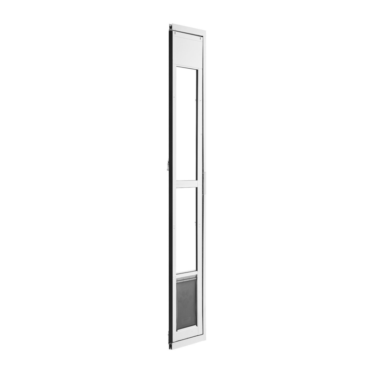 VEVOR Dog Dog Poor for Sliding Glass Door, 1927 mm έως 2049 mm Ρυθμιζόμενο ύψος, Πλαίσιο από κράμα αλουμινίου με πτερύγιο, σχέδιο κλειδαριάς, για μεσαίου μεγέθους σκύλους, συρόμενες γυάλινες πόρτες κατοικίδιων ζώων 180° για ενοικιαστές