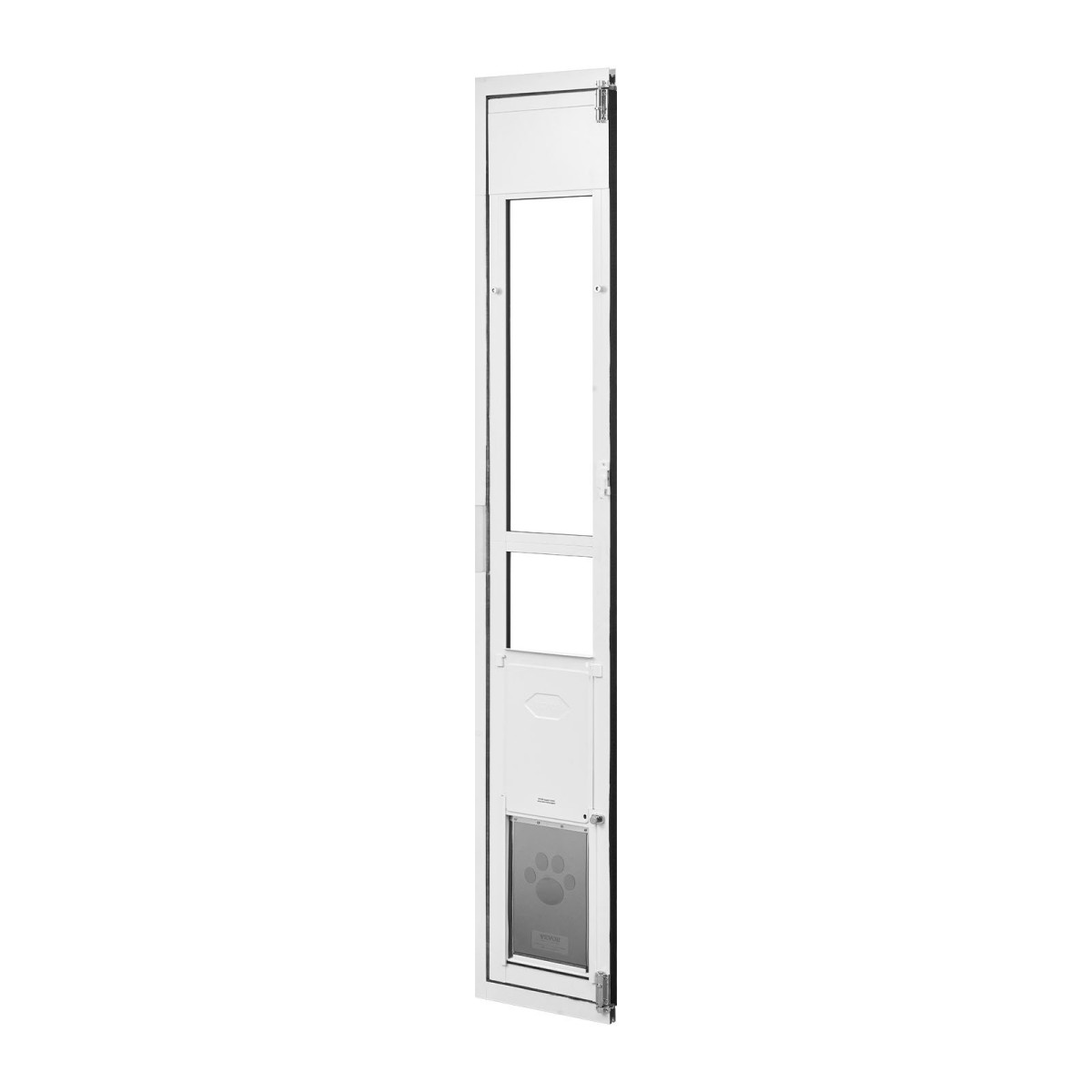 VEVOR Dog Dog Poor for Sliding Glass Door, 1927 mm έως 2049 mm Ρυθμιζόμενο ύψος, Πλαίσιο από κράμα αλουμινίου με πτερύγιο, σχέδιο κλειδαριάς, για μεσαίου μεγέθους σκύλους, συρόμενες γυάλινες πόρτες κατοικίδιων ζώων 180° για ενοικιαστές