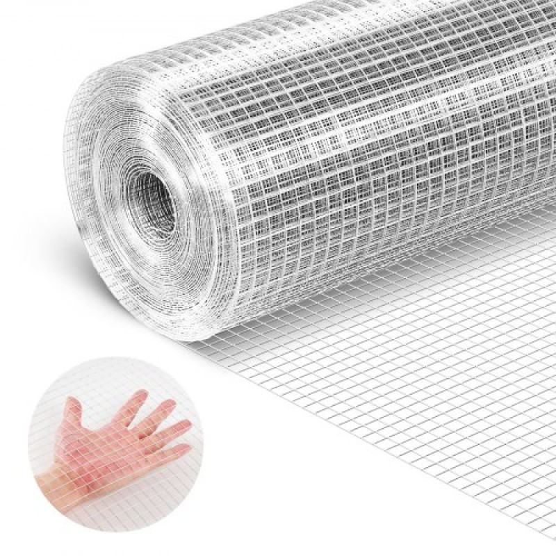 Υφασμάτινο ύφασμα VEVOR, 12,7 mm 1 x 20 m 0,8 mm διάμετρος συρμάτινο φράχτη κοτόπουλου, γαλβανισμένο εν θερμώ μετά από συγκόλληση ρολό μεταλλικό συρμάτινο πλέγμα, συγκολλημένο ρολό περίφραξης φυτών κήπου, φράχτη κλουβιού με δίχτυ πουλερικών