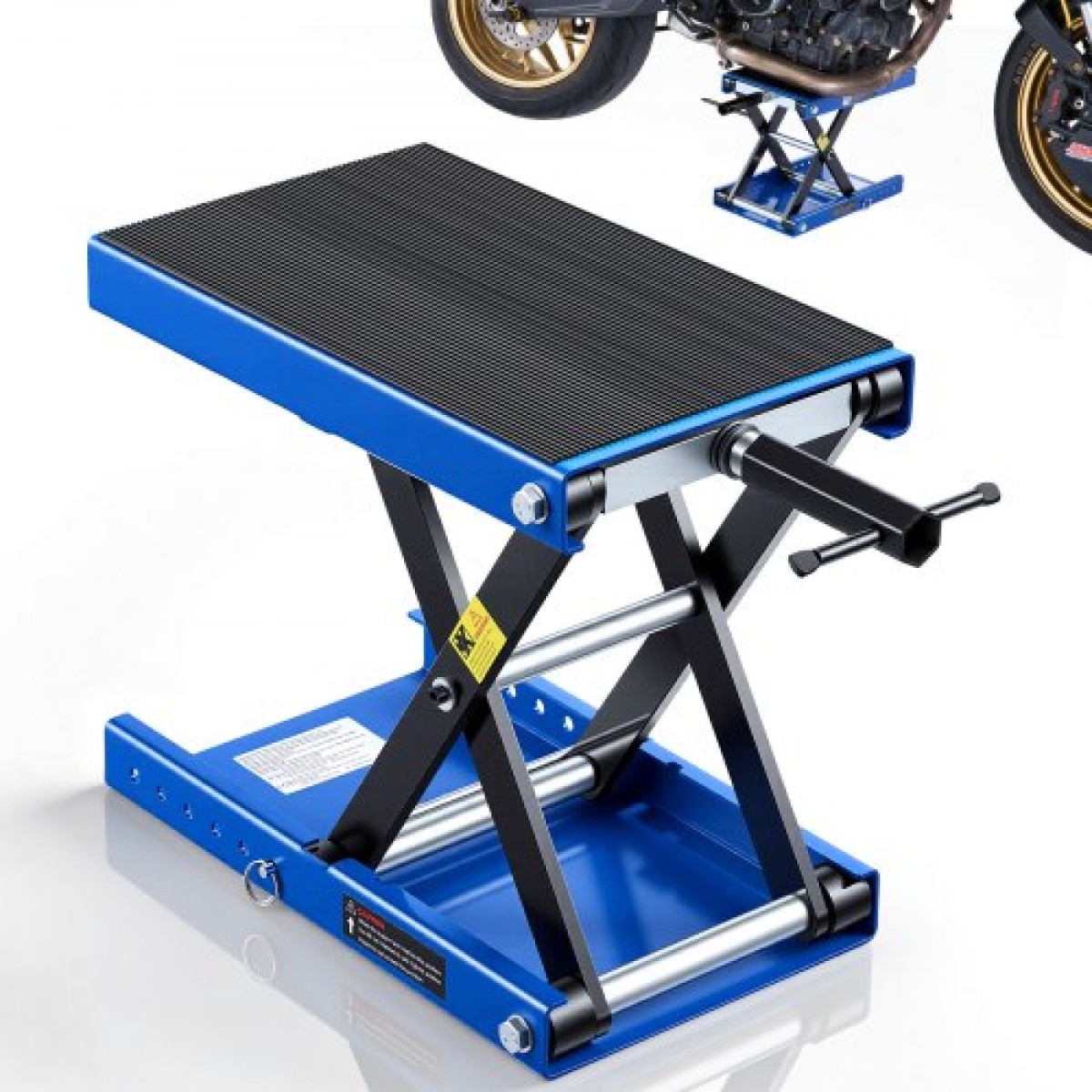 VEVOR μοτοσικλέτας, 499 kg γρύλος ανύψωσης ψαλιδιού μοτοσικλέτας με φαρδύ κατάστρωμα & καρφίτσα ασφάλισης, 95-340 mm Κεντρική βάση ανύψωσης μανιβέλας, χαλύβδινη υποδοχή ψαλιδιού για ποδήλατα δρόμου, ποδήλατα Cruiser, τουριστικά, μπλε/μαύρο