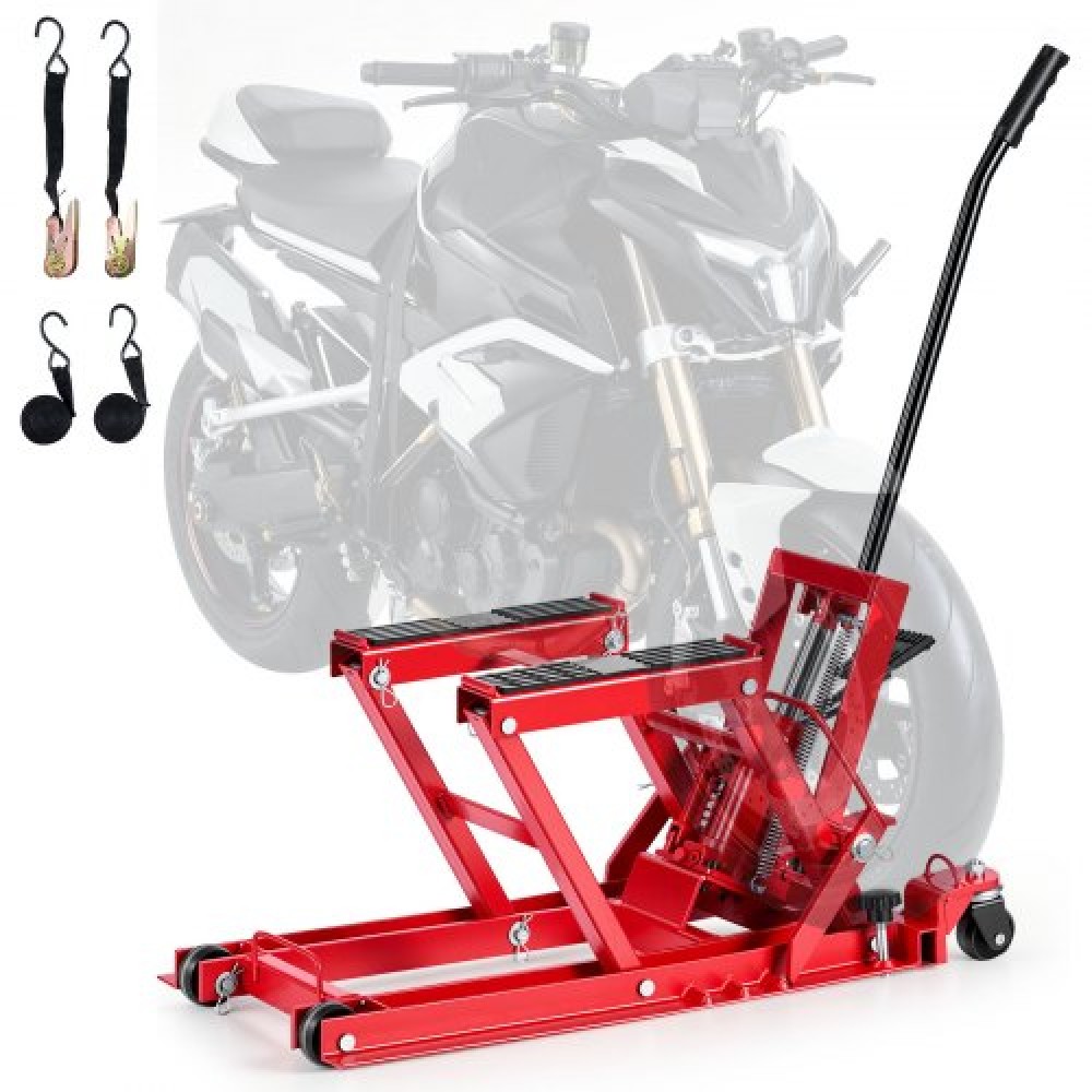 VEVOR Hydraulic Lift Jack, χωρητικότητα 680 kg, ATV Lift Jack Φορητή βάση ανύψωσης μοτοσυκλέτας με 4 τροχούς, εύρος ύψους 115-385 mm, υδραυλική βάση ανύψωσης με ποδήλατο για ATV, Dirt Bikes