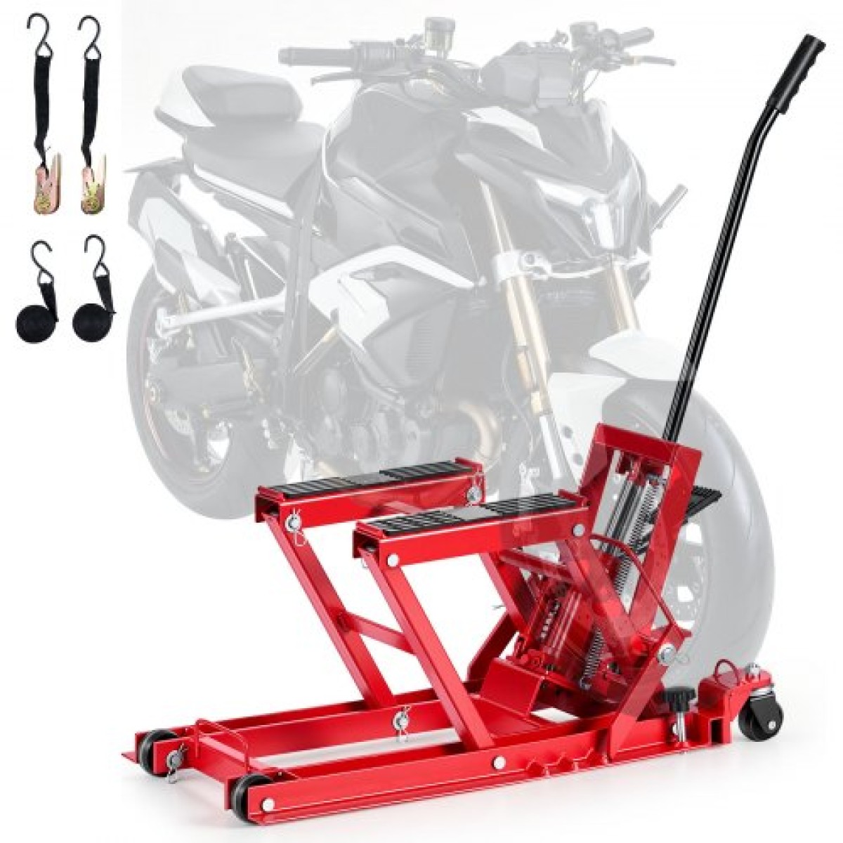 VEVOR Hydraulic Lift Jack, χωρητικότητα 680 kg, ATV Lift Jack Φορητή βάση ανύψωσης μοτοσυκλέτας με 4 τροχούς, εύρος ύψους 115-385 mm, υδραυλική βάση ανύψωσης με ποδήλατο για ATV, Dirt Bikes