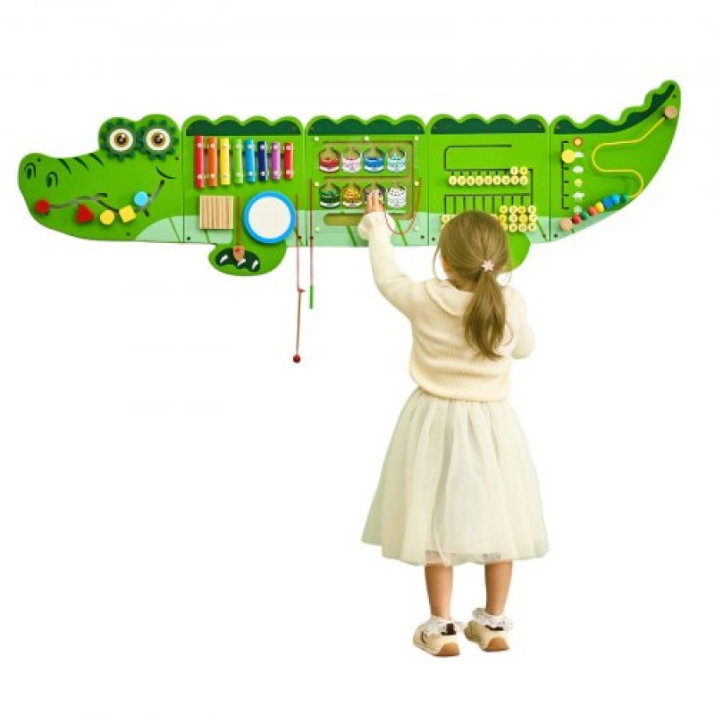 VEVOR Crocodile Activity Wall Busy Board, 9 Δραστηριότητες, Montessori Sensory Wall Panels Παιχνίδι για παιδιά ηλικίας 3-12 ετών, Διαδραστικό Κέντρο Εκμάθησης Δραστηριοτήτων, Εξαιρετικό για νήπια, Playroom, Παιδικός σταθμός, Τάξη