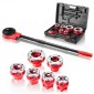 VEVOR Ratchet Pipe Threader Kit with 6 Die, 1/2" NPT to 2" NPT Manual Ratcheting Pipe Threading Tool, Portable Pipes Threader set with Toolbox for Plumbing Installation & Repair