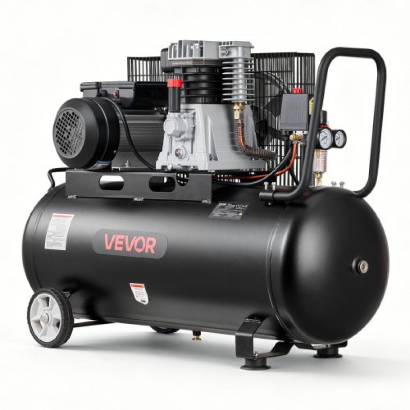 VEVOR 100L Air Compressor, Δεξαμενή αεροσυμπιεστή 3KW Belt-driven, 226 L/min στα 6,2 Bar, Max 10 Bar Pressure, Φορητό σε τροχούς για επισκευή αυτοκινήτου, Φούσκωμα ελαστικών, Βαφή με σπρέι, Καρφώματα ξυλουργικής