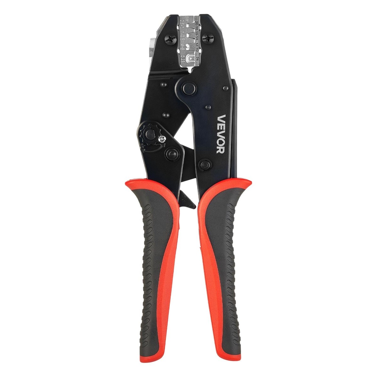 Εργαλείο πτύχωσης VEVOR, 0,25-6 mm² Εργαλείο σύσφιξης με καστάνια, Πένσα πτύχωσης ηλεκτρικού ακροδέκτη που εξοικονομεί εργασία με καθαρά μετρικά σημάδια & AWG, γρήγορη απελευθέρωση, ρυθμιζόμενη πίεση για πολλαπλούς ακροδέκτες