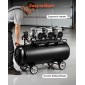 Αεροσυμπιεστής VEVOR 100L, Δεξαμενή αεροσυμπιεστή 3KW χωρίς λάδι, 198 L/min στα 6,2 Bar, Μέγιστη πίεση 8 Bar, Φορητό σε τροχούς για επισκευή αυτοκινήτου, Φούσκωμα ελαστικών, Βαφή με σπρέι, Καρφώματα ξυλουργικής