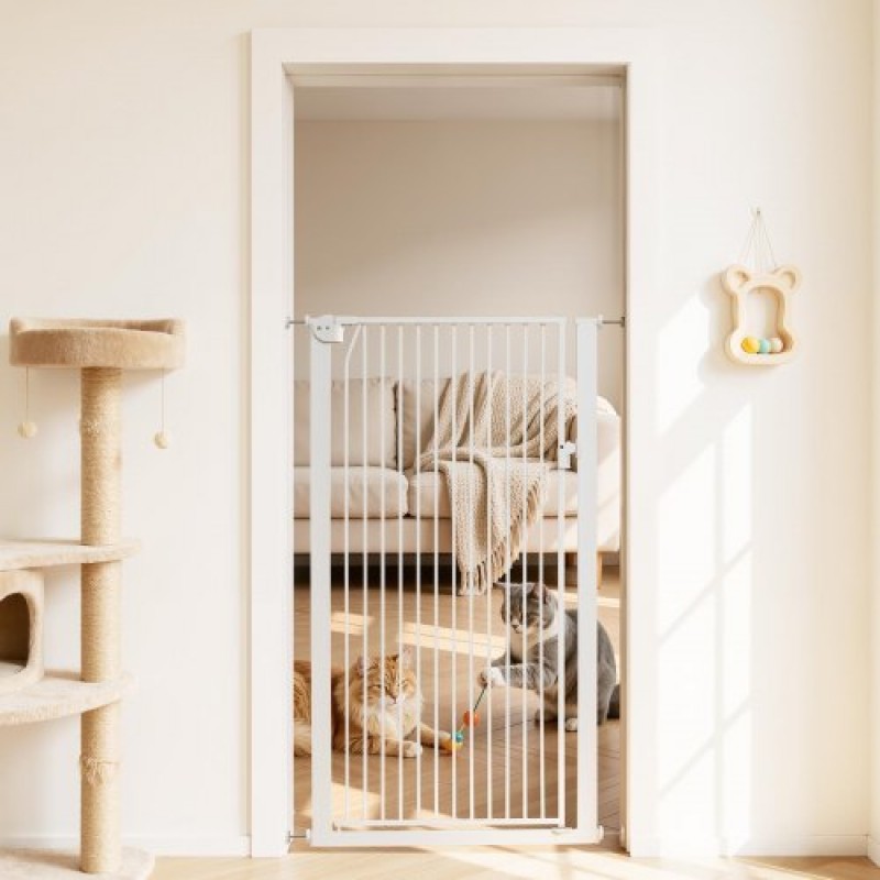 VEVOR Extra Tall Pet Gate για γάτες, 740-1050 mm Ρυθμιζόμενο πλάτος, 1420 mm High Dog Gate, με κιτ τοποθέτησης πίεσης και κιτ τοποθέτησης στον τοίχο, στενό διάκενο 33 mm, για σκάλες, πόρτες και σπίτι, λευκό