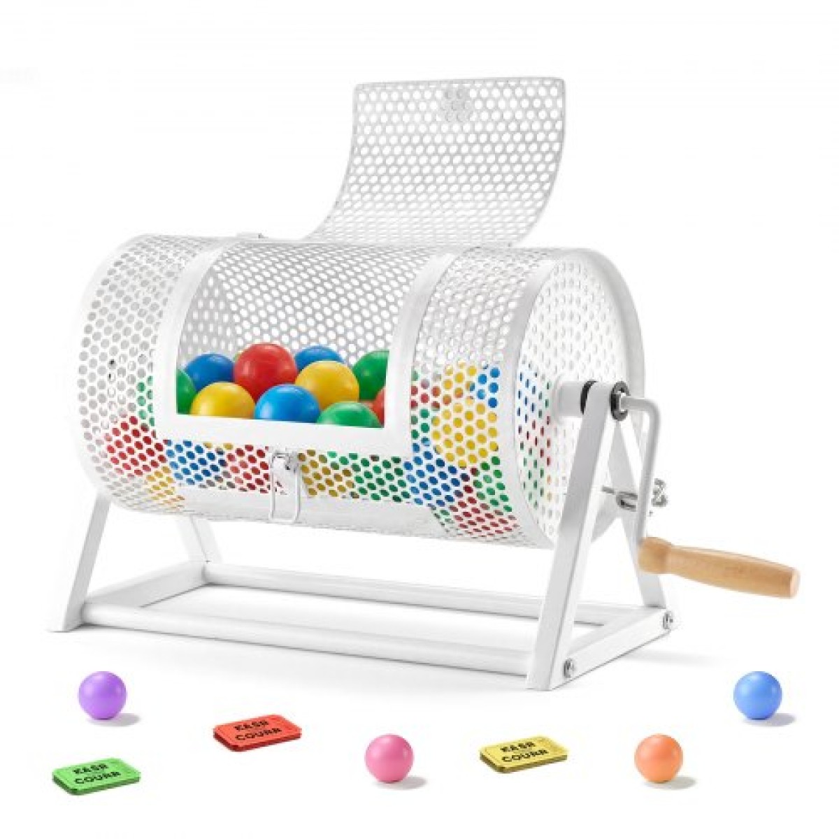 VEVOR Raffle Ticket Spinner, 295 x 167 mm Χωράει 2500 εισιτήρια ή 100 μπάλες πινγκ πονγκ, κλωβό κλωβού τυχερών παιχνιδιών τυχερών παιχνιδιών με ενισχυμένη λαβή, σταθερή τριγωνική βάση, για εκδηλώσεις και συγκεντρώσεις, λευκό