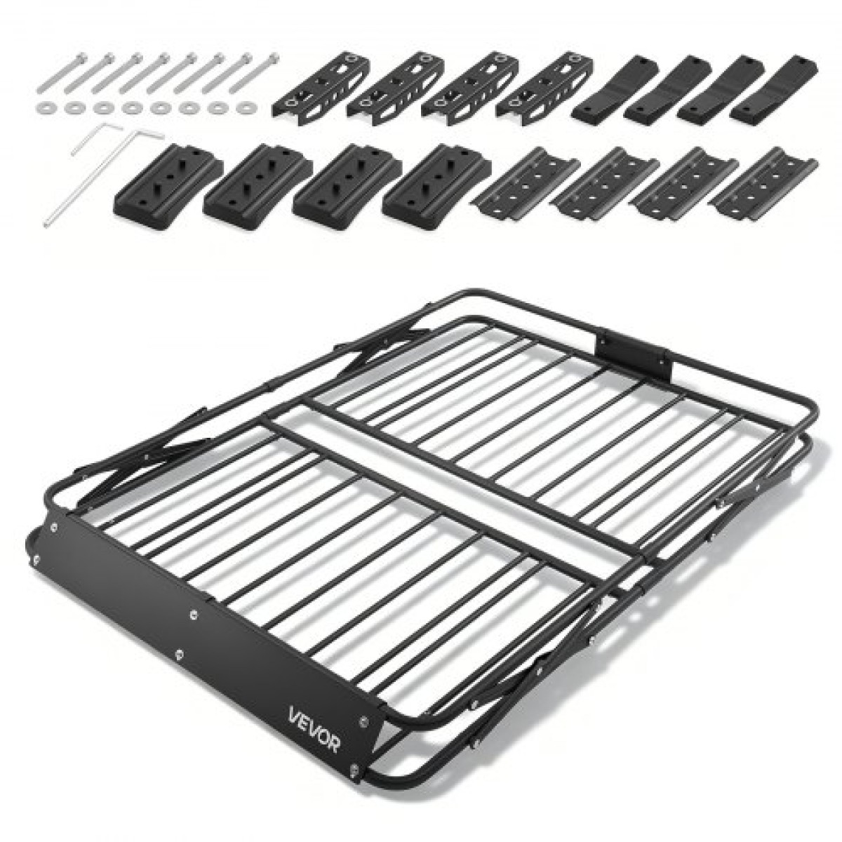 Καλάθι φορτίου VEVOR Roof Rack, 1168 x 914 x 102 mm, Heavy Duty Roof Top Carrier Basket με αναδιπλούμενο σχέδιο, χωρητικότητα 90,72 kg, Πάνω θήκη αποσκευών αυτοκινήτου παντός καιρού εύκολης εγκατάστασης, Universal για SUV Truck