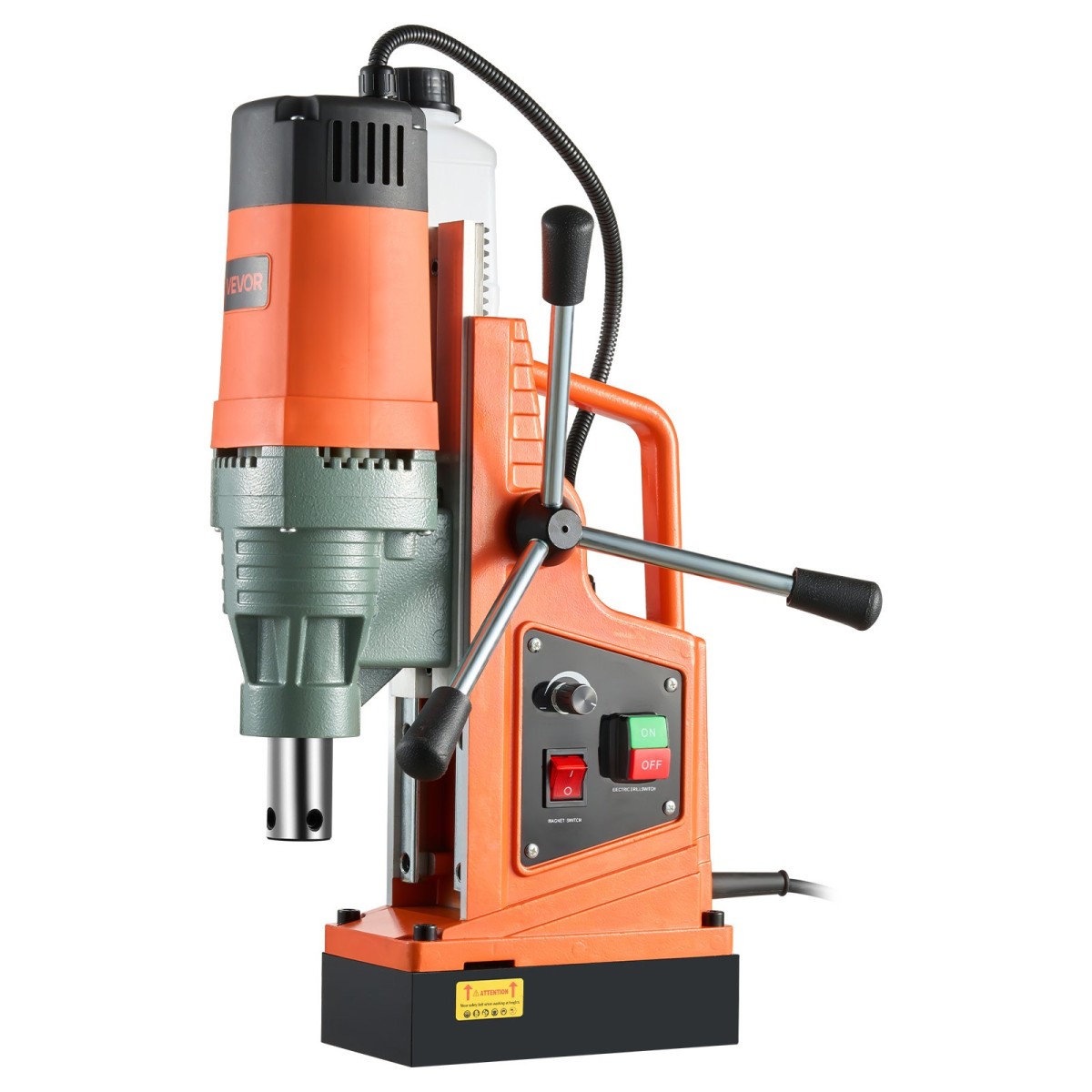VEVOR Magnetic Drill, 1550W κινητήρας 50 mm Διάμετρος πυρήνα, 13000 N Magnetic Force, 0-550 RPM Μεταβλητή ταχύτητα, Φορητό ηλεκτρικό τρυπάνι Magnetic Magnetic Machine Drilling for Metal Surface, Home Improvement