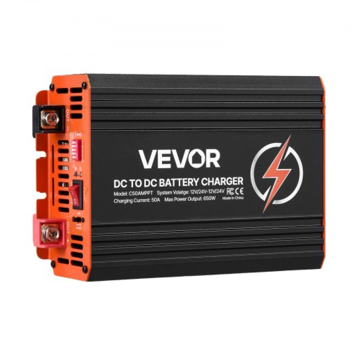 Φορτιστής VEVOR DC σε DC με MPPT, 650W, Φορτιστής μπαταρίας 50A, Διπλή είσοδος ηλιακού πίνακα/εναλλάκτη, έξυπνη φόρτιση πολλαπλών σταδίων για μπαταρίες μολύβδου LiFePO4, για τροχόσπιτα, αυτοκίνητα, εφεδρική τροφοδοσία σπιτιού