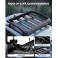 Καλάθι φορτίου VEVOR Roof Rack, 965 x 965 x 142 mm, Universal Heavy Duty Roof Top Carrier Basket, 68,04 kg Χωρητικότητα, Πάνω θήκη αποσκευών αυτοκινήτου παντός καιρού, προσαρμοσμένες ράβδους έως 3,54 x 1,97 ίντσες, για φορτηγό SUV