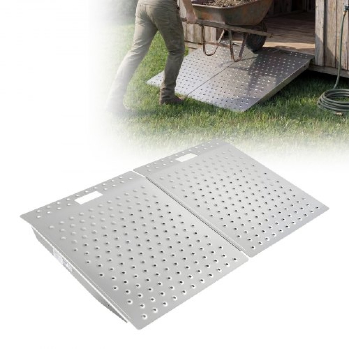VEVOR ράμπα κατωφλίου για πόρτες, 750 x 617 mm, ράμπα αλουμινίου για αναπηρικό αμαξίδιο, αντιολισθητικές ράμπες κατωφλίου πόρτας, χωρητικότητα 340,2 kg, για σκαλοπάτια στο σπίτι, κράσπεδα, αναπηρικά αμαξίδια, περιπατητές, σκούτερ, καρότσια