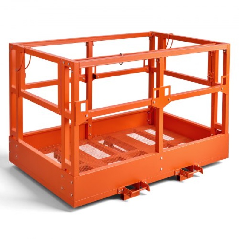 Πλατφόρμα εργασίας VEVOR Mesh Telehandler, 1817 x 1220 mm, Ανδρικό καλάθι ασφαλείας, χωρητικότητα 907,18 kg, Εξάρτημα τηλεχειρισμού περονοφόρου, Κλουβί ασφαλείας, Ανθρακούχο χάλυβα βαρέως τύπου, για τις περισσότερες εναέριες εργασίες Ανύψωση φορτωτή