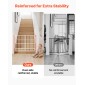 VEVOR Baby Gate για σκάλες, 720-1085 mm Ρυθμιζόμενο πλάτος, 760 mm High Dog Gate, Χωρίς κάτω μπάρα, Λειτουργία με το ένα χέρι, Εύκολη εγκατάσταση διάτρησης με κιτ υλικού, για σκάλες, πόρτες, σπίτι, λευκό