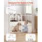 VEVOR Baby Gate για σκάλες, 720-1085 mm Ρυθμιζόμενο πλάτος, 760 mm High Dog Gate, Χωρίς κάτω μπάρα, Λειτουργία με το ένα χέρι, Εύκολη εγκατάσταση διάτρησης με κιτ υλικού, για σκάλες, πόρτες, σπίτι, λευκό