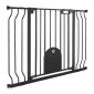 VEVOR Baby Gate για σκάλες, 75-111 cm Ρυθμιζόμενο πλάτος, Baby Gate με ρυθμιζόμενη πόρτα γάτας, με κιτ τοποθέτησης πίεσης και κιτ επιτοίχιας βάσης, Secure μεταλλική πόρτα για κατοικίδια για σκάλες, πόρτες και σπίτι, μαύρο