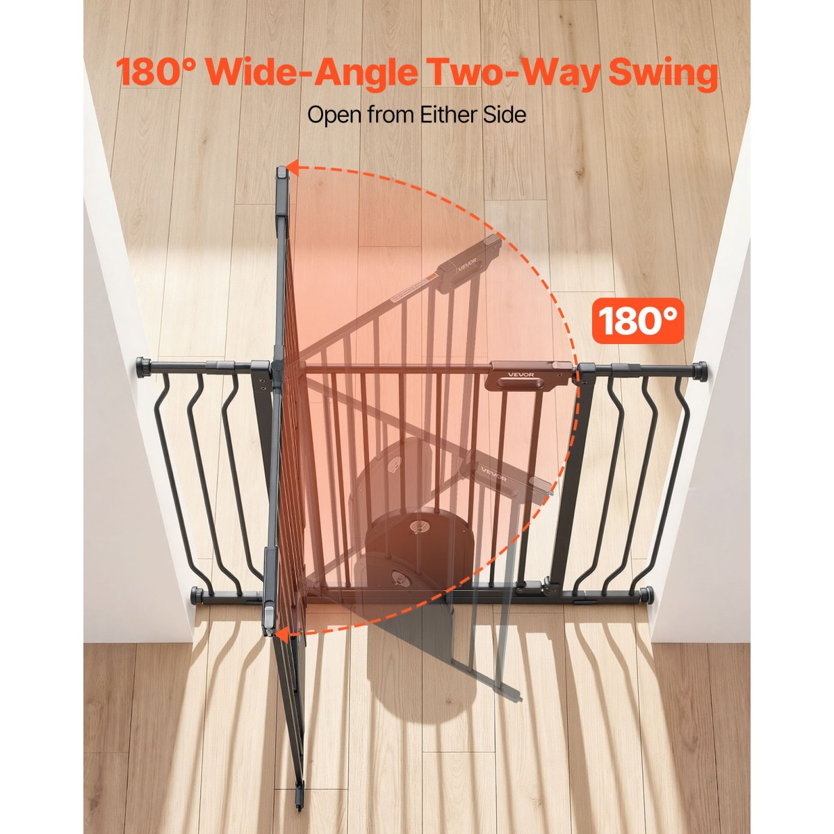 VEVOR Baby Gate για σκάλες, 75-111 cm Ρυθμιζόμενο πλάτος, Baby Gate με ρυθμιζόμενη πόρτα γάτας, με κιτ τοποθέτησης πίεσης και κιτ επιτοίχιας βάσης, Secure μεταλλική πόρτα για κατοικίδια για σκάλες, πόρτες και σπίτι, μαύρο