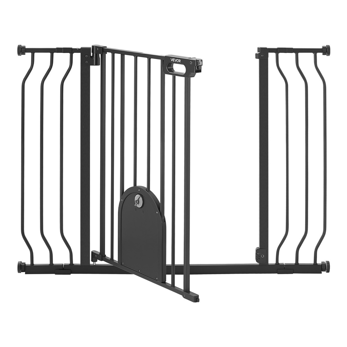 VEVOR Baby Gate για σκάλες, 75-111 cm Ρυθμιζόμενο πλάτος, Baby Gate με ρυθμιζόμενη πόρτα γάτας, με κιτ τοποθέτησης πίεσης και κιτ επιτοίχιας βάσης, Secure μεταλλική πόρτα για κατοικίδια για σκάλες, πόρτες και σπίτι, μαύρο