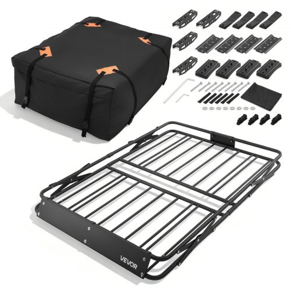 Καλάθι φορτίου VEVOR Roof Rack, 1295 x 914 x 102 mm, Heavy Duty Roof Top Carrier Basket με αναδιπλούμενο σχέδιο, χωρητικότητα 90,72 kg, παντός καιρού Εύκολη εγκατάσταση επάνω θήκη αποσκευών αυτοκινήτου, Universal για φορτηγό SUV