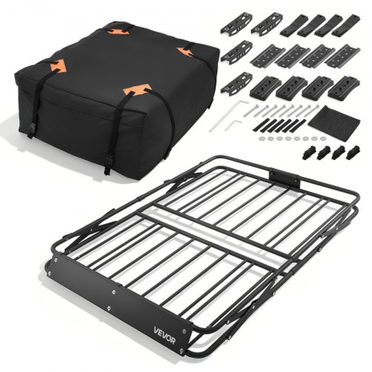 Καλάθι φορτίου VEVOR Roof Rack, 1295 x 914 x 102 mm, Heavy Duty Roof Top Carrier Basket με αναδιπλούμενο σχέδιο, χωρητικότητα 90,72 kg, παντός καιρού Εύκολη εγκατάσταση επάνω θήκη αποσκευών αυτοκινήτου, Universal για φορτηγό SUV