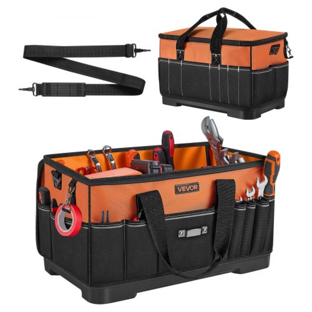 Τσάντα εργαλείων VEVOR, 485 MM, 33-Pocket Portable Large Tool Box Organizer Αποθήκευση, Εργαλειοθήκη με αδιάβροχη βάση, μεγάλο φερμουάρ, ρυθμιζόμενη εργαλειοθήκη με ιμάντα ώμου, για άνδρες Γυναίκες Dad Husband Fathers Day