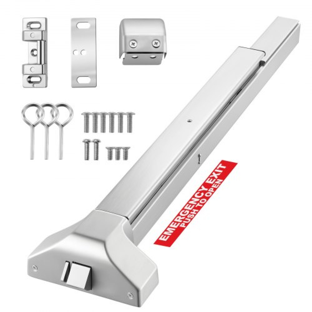 Συσκευή εξόδου πανικού VEVOR Push Bar, 788 mm από ανοξείδωτο χάλυβα Εμπορική μπάρα πανικού για πόρτες εξόδου, Εξοπλισμός πόρτας εξόδου έκτακτης ανάγκης με διπλό μπουλόνι ασφάλισης και αυτοκόλλητο, για 788 mm-1168 mm ξύλινη ή μεταλλική πόρτα
