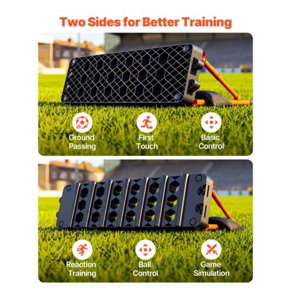 VEVOR Soccer Rebounder Board, 950 x 250 mm Portable Soccer Rebound Wall, Dual Surface Sports Kick Back Trainer, 3 Adjustable Angles, Easy Setup Ball Practice Equipment for Passing & Reaction Skills