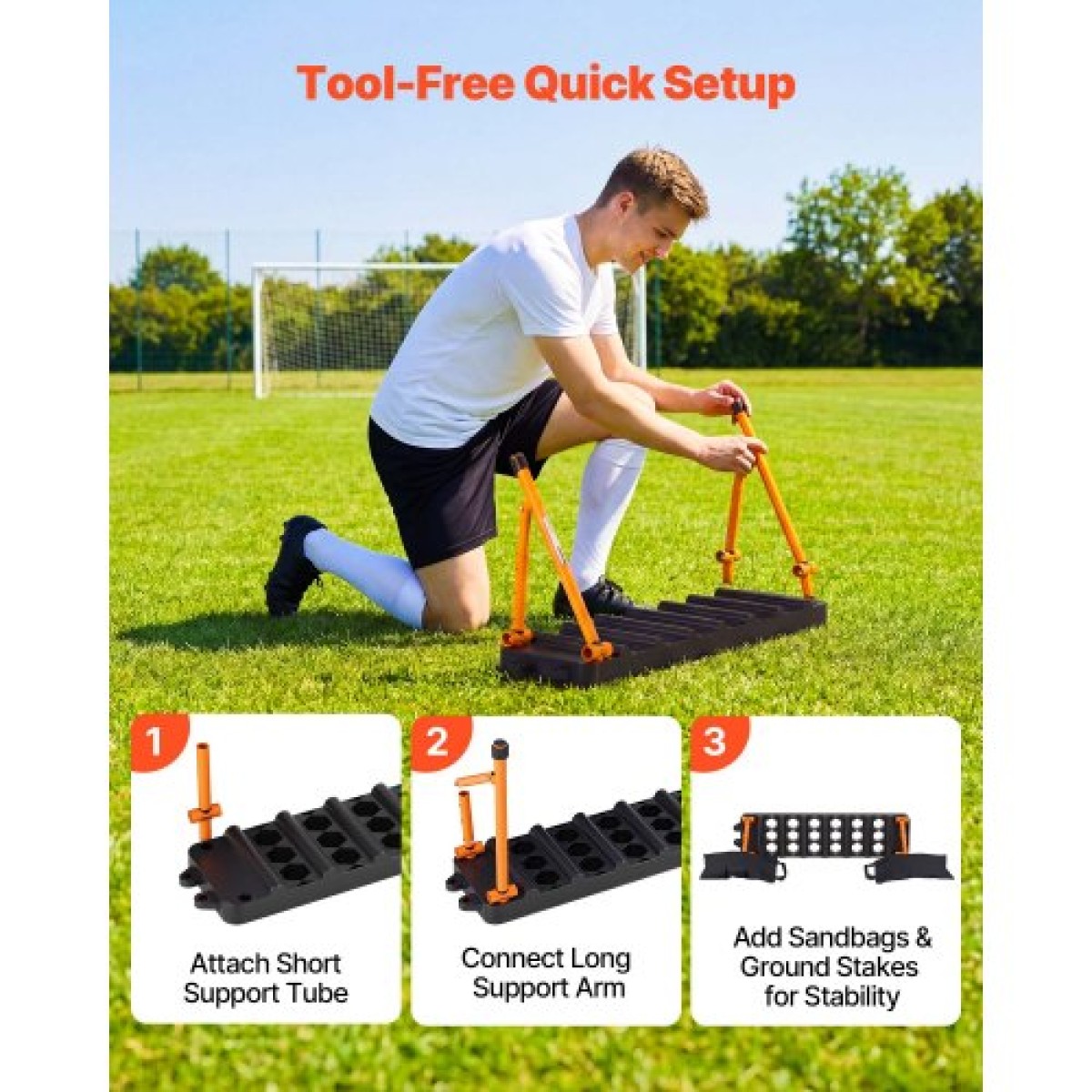 VEVOR Soccer Rebounder Board, φορητός τοίχος ποδοσφαίρου 950 x 250 mm, γυμναστής διπλής επιφάνειας Sports Kick Back, 3 ρυθμιζόμενες γωνίες, Εξοπλισμός εξάσκησης μπάλας εύκολης ρύθμισης για δεξιότητες μετάβασης και αντίδρασης