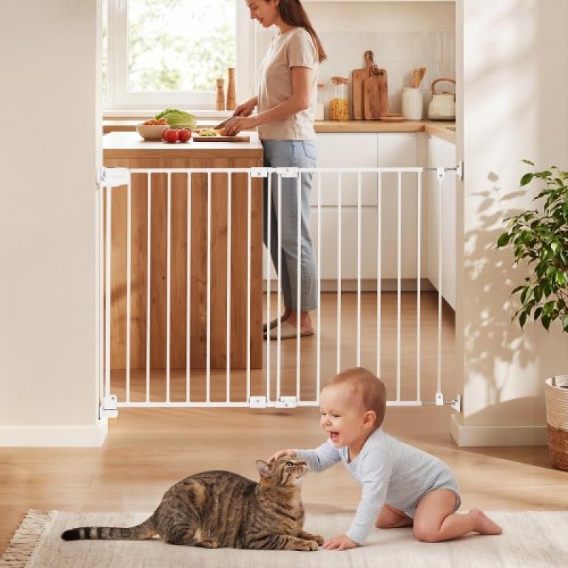 VEVOR Baby Gate για σκάλες, 670-1080 mm Ρυθμιζόμενο πλάτος, 715 mm High Dog Gate, Χωρίς κάτω μπάρα, Λειτουργία με το ένα χέρι, Εύκολη εγκατάσταση διάτρησης με κιτ υλικού, για σκάλες, πόρτες και σπίτι
