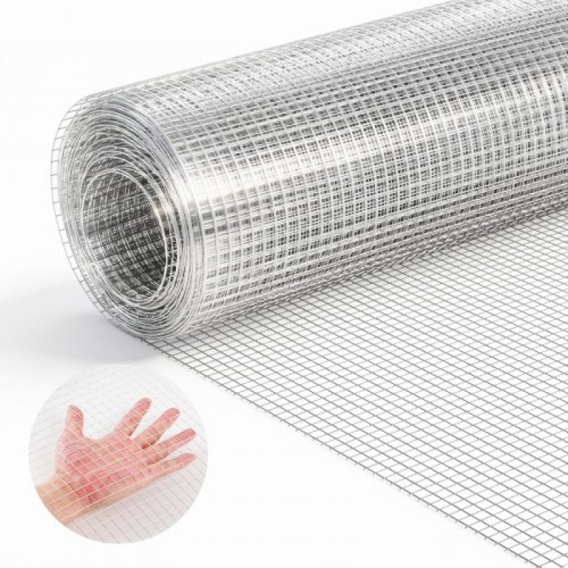 Υφασμάτινο ύφασμα VEVOR, 6,3 mm 0,4 x 6 m 0,5 mm διάμετρος συρμάτινο φράχτη κοτόπουλου, γαλβανισμένο εν θερμώ μετά από συγκόλληση ρολό μεταλλικό συρμάτινο πλέγμα, συγκολλημένο ρολό περίφραξης φυτών κήπου, υποστηρίζει φράχτη κλουβιού με δίχτυ πουλερικών