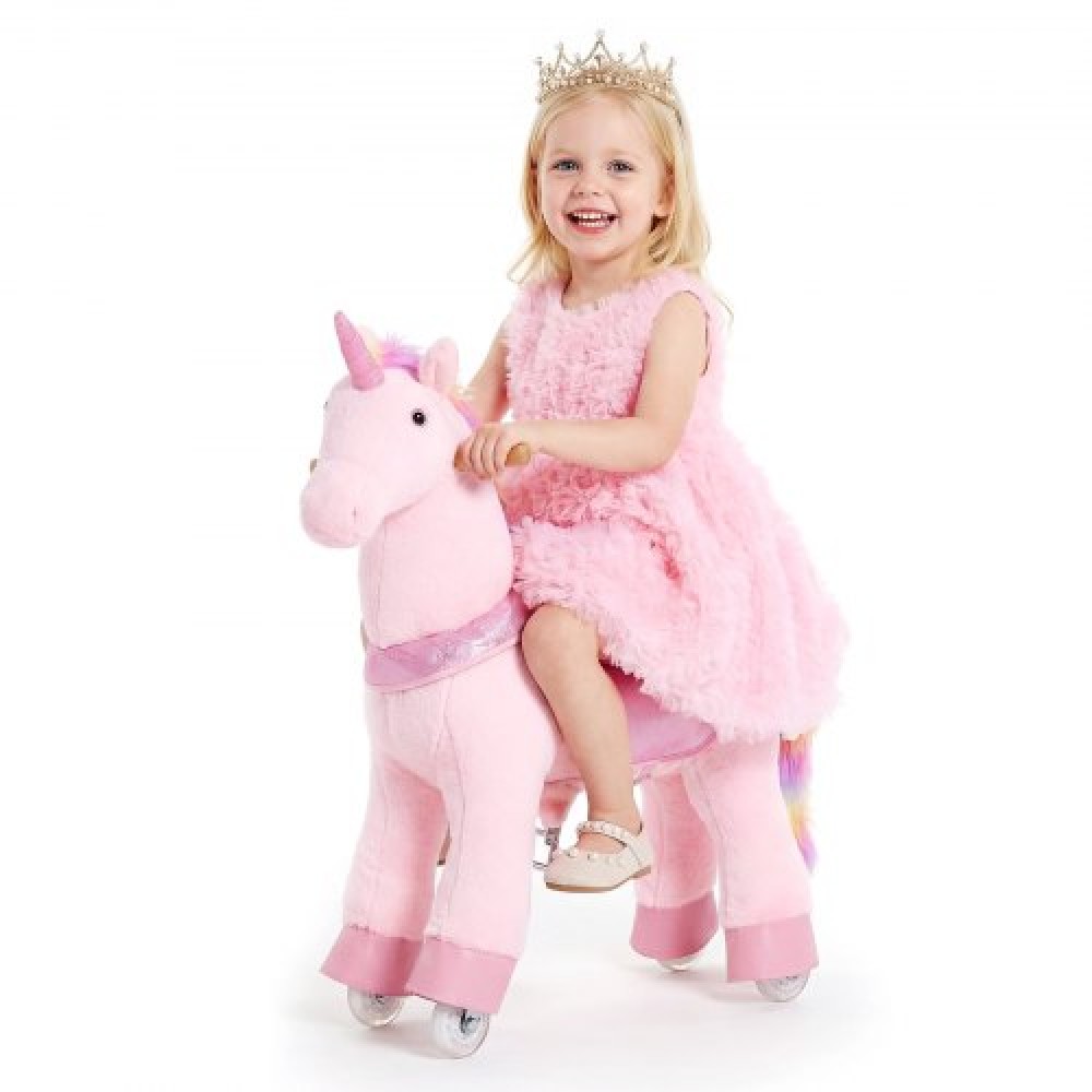 VEVOR Ride On Horse, Παιχνίδια ιππασίας Pink Unicorn για παιδιά, Δεν απαιτείται μπαταρία, λείοι τροχοί με αντιστρεπτικό δακτύλιο, αναβαθμισμένο ανασηκωμένο κάθισμα, λαβές, πεντάλ, μέγιστη χωρητικότητα 50 kg για ηλικίες 3-8