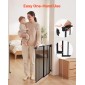 VEVOR Baby Gate for Stairs, 778-1210 mm Ρυθμιζόμενο πλάτος, 760 mm High Dog Gate, Χωρίς κάτω μπάρα, Λειτουργία με το ένα χέρι, Εύκολη εγκατάσταση διάτρησης με κιτ υλικού, για σκάλες, πόρτες, σπίτι, μαύρο