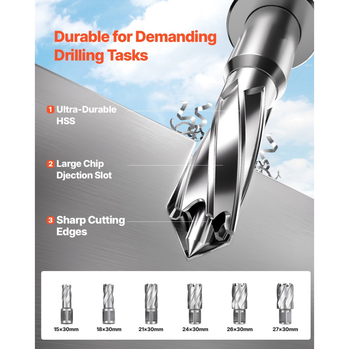 VEVOR Magnetic Drill, 1450W Κινητήρας 50 mm Διάμετρος Πυρήνα, 13000 N Μαγνητική Δύναμη, Φορητή ηλεκτρική πρέσα τρυπανιού Mag με 6 μύτες πυρήνα, Μεταβλητή ταχύτητα, Μηχάνημα διάτρησης για μεταλλική επιφάνεια, Βιομηχανική