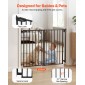VEVOR Baby Gate για σκάλες, 720-1085 mm Ρυθμιζόμενο πλάτος, 760 mm High Dog Gate, Χωρίς κάτω μπάρα, Λειτουργία με το ένα χέρι, Εύκολη εγκατάσταση διάτρησης με κιτ υλικού, για σκάλες, πόρτες, σπίτι, μαύρο