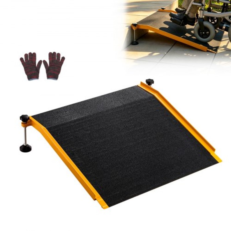 VEVOR ράμπα κατωφλίου για πόρτες, 670 x 810 mm, ράμπα αναπηρικής πολυθρόνας πλατφόρμας από αλουμίνιο με ρυθμιζόμενο ύψος, αντιολισθητικές ράμπες κατωφλίου πόρτας, χωρητικότητα φόρτωσης 181,4 kg, για βήματα στο σπίτι, αναπηρικά αμαξίδια, περιπατητές