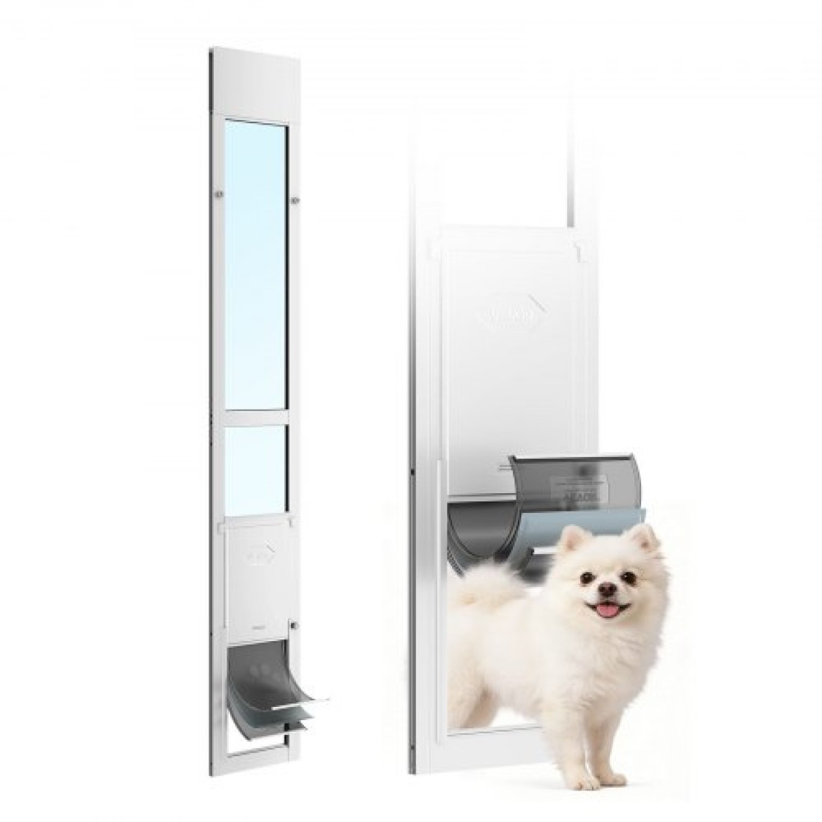 VEVOR Dog Dog Dog Dog για Συρόμενη γυάλινη Πόρτα, 1927 mm έως 2049 mm Ρυθμιζόμενο ύψος, Σκελετός από κράμα αλουμινίου με πτερύγιο, περιστρεφόμενος μεντεσέ, σχέδιο κλειδαριάς, για σκύλους μεσαίου μεγέθους, συρόμενες γυάλινες πόρτες για κατοικίδια για ενοικ