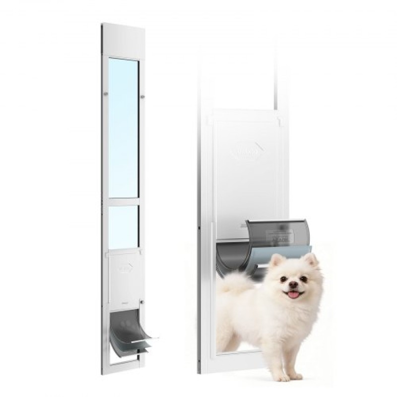 VEVOR Dog Dog Dog Dog για Συρόμενη γυάλινη Πόρτα, 1927 mm έως 2049 mm Ρυθμιζόμενο ύψος, Σκελετός από κράμα αλουμινίου με πτερύγιο, περιστρεφόμενος μεντεσέ, σχέδιο κλειδαριάς, για σκύλους μεσαίου μεγέθους, συρόμενες γυάλινες πόρτες για κατοικίδια για ενοικ