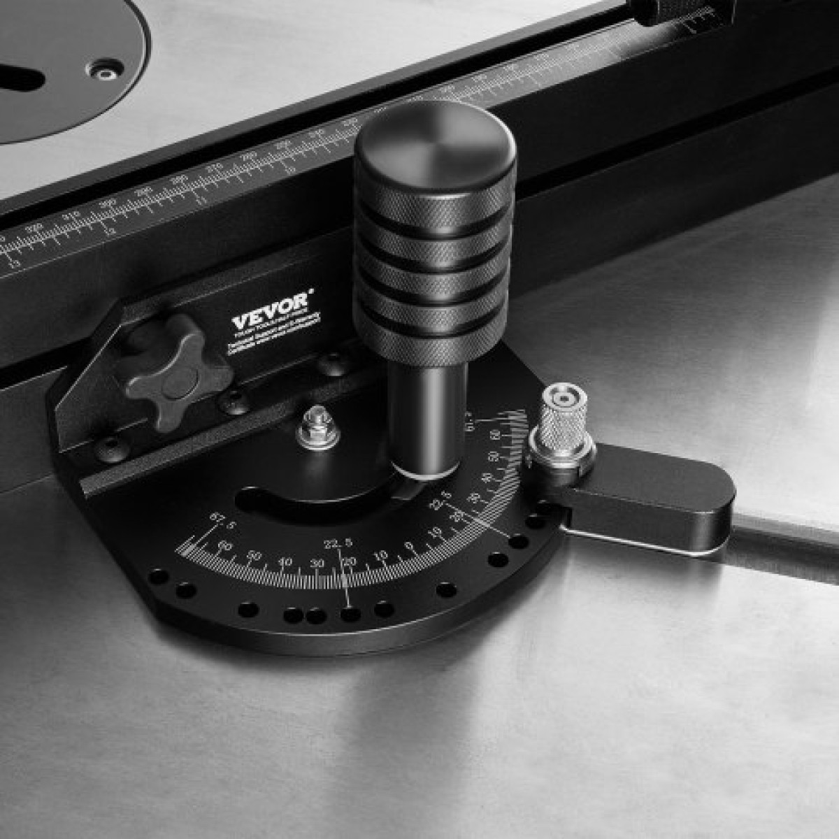 VEVOR Precision Miter Gauge, Τυπική σχισμή 19 x 9,5 mm, Επιτραπέζιο κράμα αλουμινίου Πριόνι μετρητή κοπής με σχάρα 15 γωνιακών στοπ με ρυθμιζόμενο έμβολο με ελατήριο και αφαιρούμενος δίσκος, για ξυλουργική