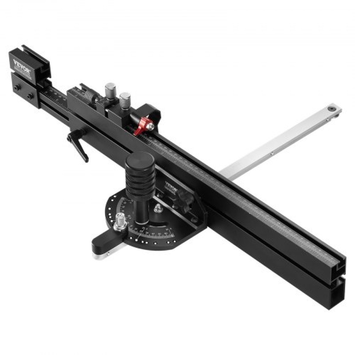 VEVOR Precision Miter Gauge, Τυπική σχισμή 19 x 9,5 mm, Επιτραπέζιο κράμα αλουμινίου Πριόνι μετρητή κοπής με σχάρα 15 γωνιακών στοπ με ρυθμιζόμενο έμβολο με ελατήριο και αφαιρούμενος δίσκος, για ξυλουργική